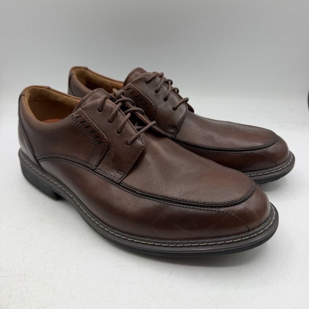 Clarks DressLite Ace Oxfords Mens Sz 10 M Brown Leather Dress Shoes Derby